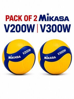 Mikasa V200W & V300W Volleyballs Pack of 2 Official FIVB Indoor Sports